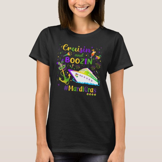 Cruisin och Boozin Mardi Gras Cruise Matching Grou T Shirt (Framsida)