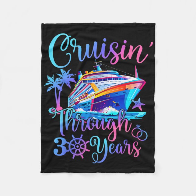 Cruisin Through 30 Years 30-årsjubileum för bröllo Fleecefilt (Framsidan)