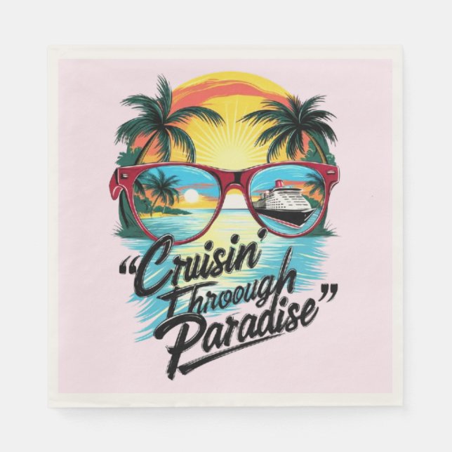 Cruisin’ through Paradise: Tropical Escape Vibes Pappersservett (Framsidan)