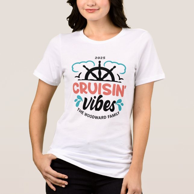 Cruisin Vibes Family Cruise Vacation Personlig T Shirt (Framsida)
