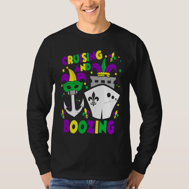 Cruising And Boozing Mardi Gras Cruise Matching Fa T Shirt (Framsida)