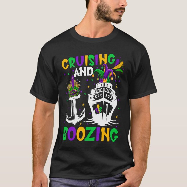 Cruising And Boozing Mardi Gras Cruise Matching Gr T Shirt (Framsida)