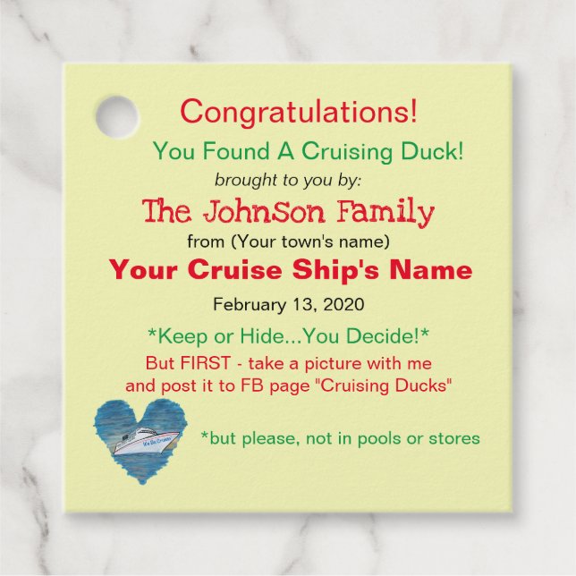 Cruising Duck Tag Gåvor Etiketter (Framsida)