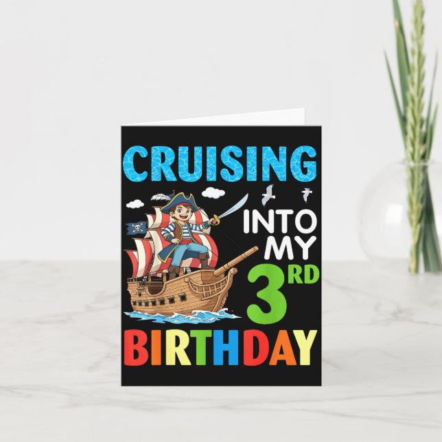 Cruising Into My 3rd Birthday Rate Little Boy 3 Ye Kort (Framsida)