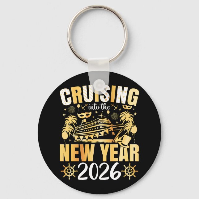 Cruising into the New Year 2026 Circle Nyckelring (Framsida)