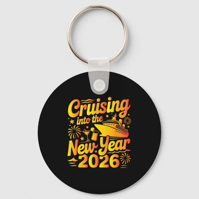 Cruising Into The New Year 2026 Family Cruise Vaca Nyckelring (Framsida)