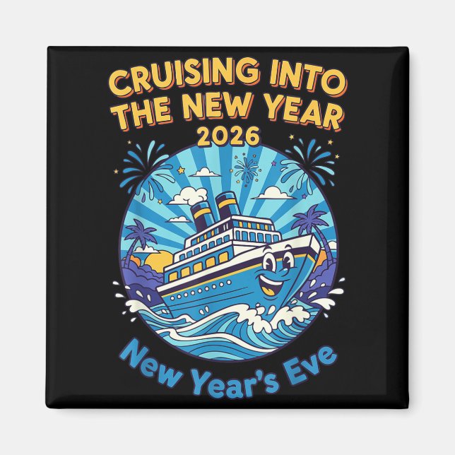 Cruising Into The New Year 2026 Fun New Year's Eve Magnet (Framsidan)