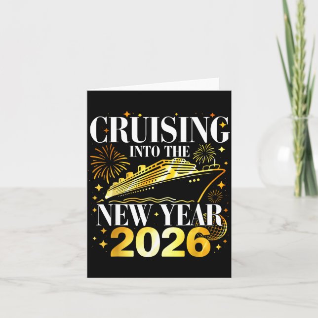 Cruising Into The New Year 2026 Happy New Year Fam Kort (Framsida)
