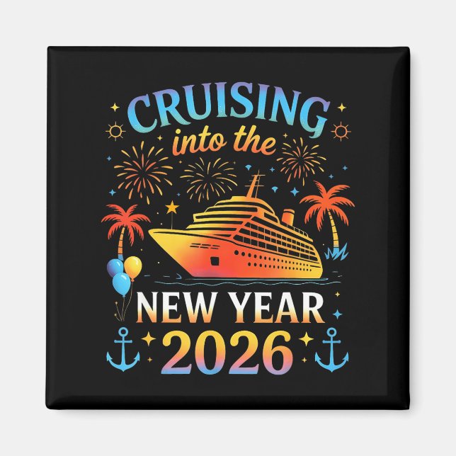 Cruising Into The New Year 2026 Happy New Year Fam Magnet (Framsidan)