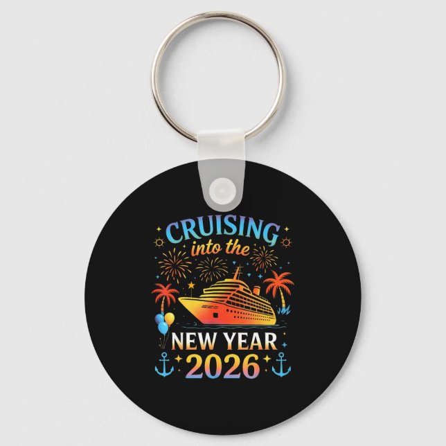 Cruising Into The New Year 2026 Happy New Year Fam Nyckelring (Framsida)