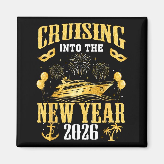 Cruising Into The New Year 2026 New Year Eve Famil Magnet (Framsidan)