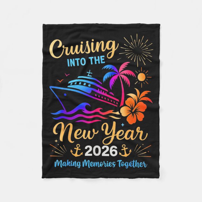 Cruising Into The New Year 2026 Trip Family Matchi Fleecefilt (Framsidan)