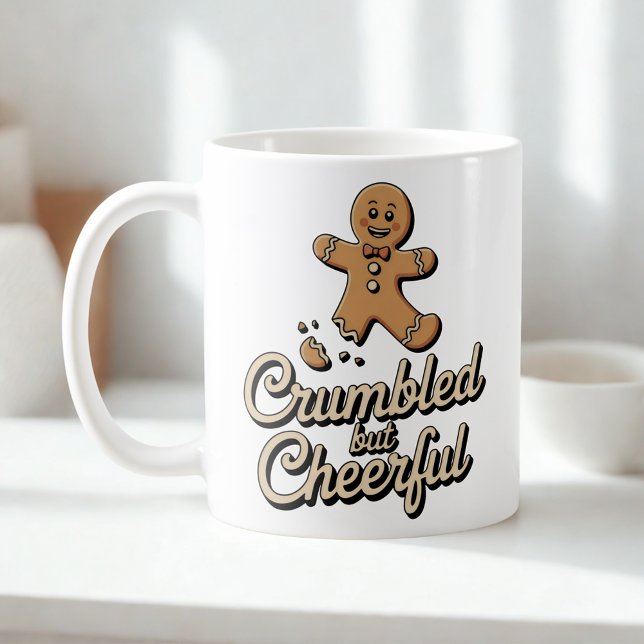 Crumbled but Cheerful | Christmas Resilience Humor Kaffemugg (Skapare uppladdad)