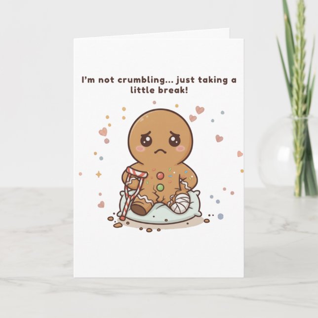 Crumbling, Cute Puchi Gingerbread Get Well Card Kort (Framsida)
