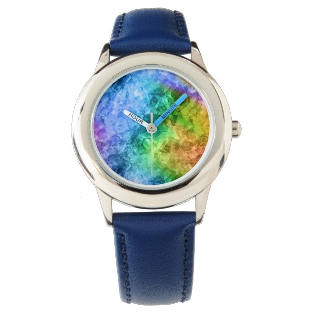 Crumged Peacock Blue Struktur Armbandsur (Framsida)