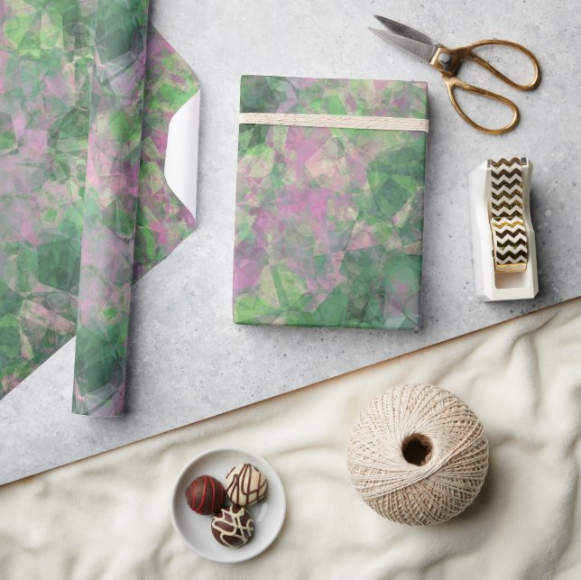 Crumged Vår Grönt Struktur Presentpapper (Hantverk)