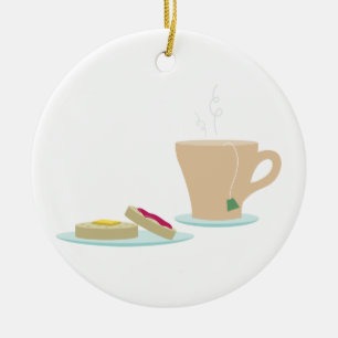 Crumpetter och tea julgransprydnad keramik