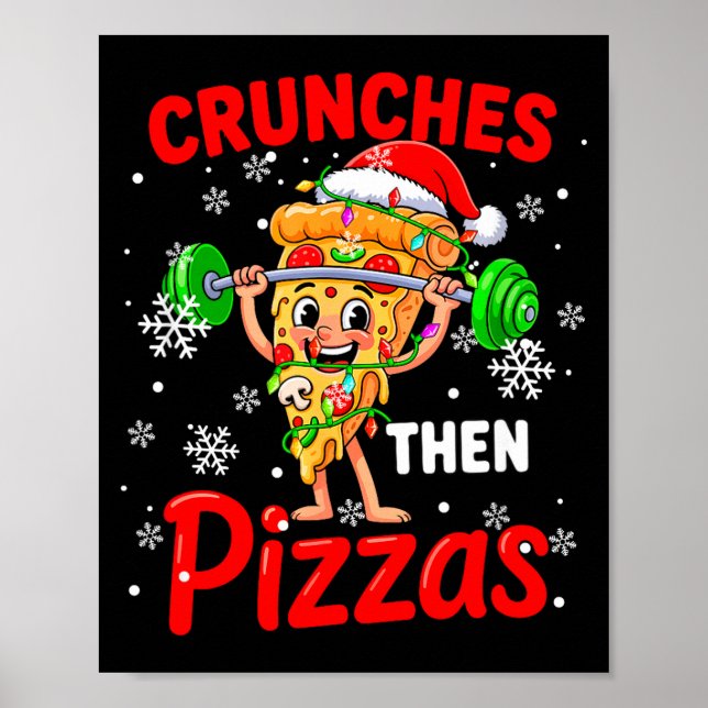 Crunches Then Zzas Xmas Santa Zza Weightlifting Gy Poster (Framsidan)