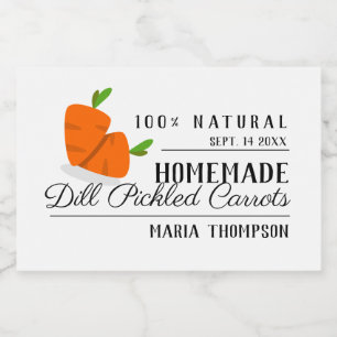 Crunchy Carrot Pickles Preserve Canning Label Mat Etiketter