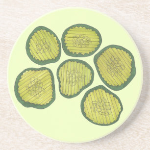 Crunchy Grönt Kosher Dill Pickle Chip Foodie Deli Underlägg Sandsten