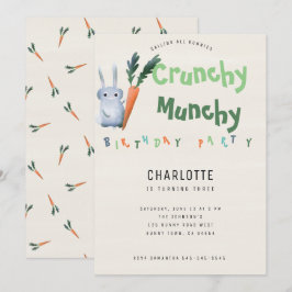 Crunchy Munchy Bunny Födelsedagsfest Funny Cute Ki Inbjudningar