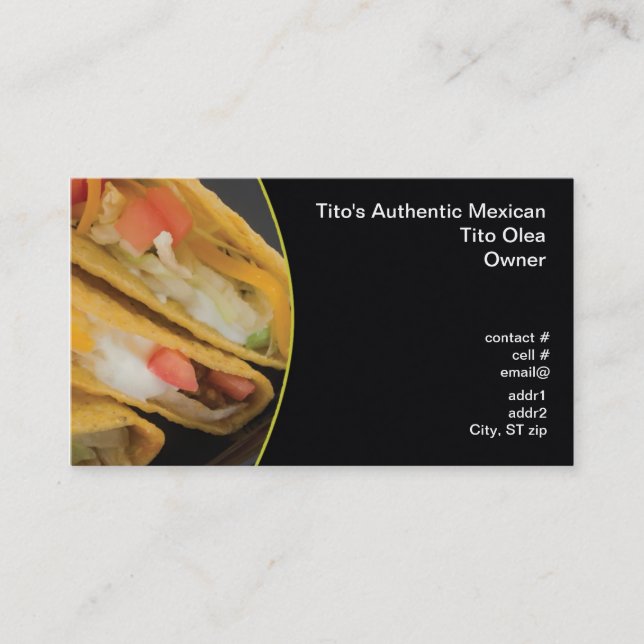 Crunchy tacocloseup visitkort (Framsida)