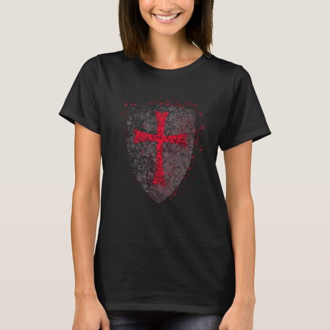 Crusader Knight Templar Crusader Distress Kor T Shirt (Framsida)