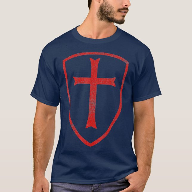Crusader Knight Templar Crusader Distress Manar T Shirt (Framsida)