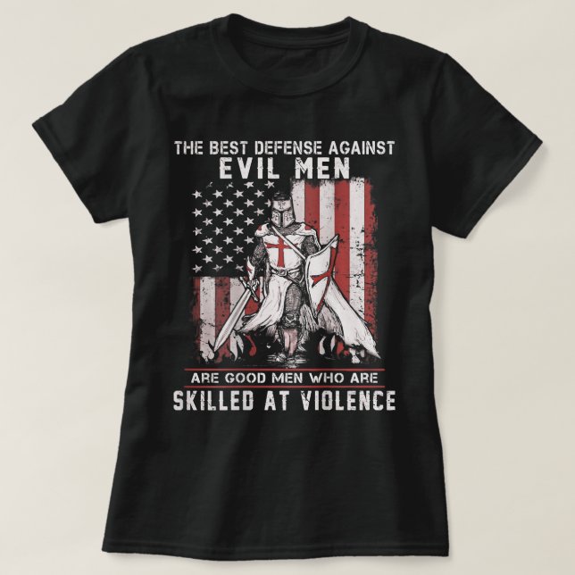 Crusader Knight Templar det bästa försvaret mot E T Shirt (Design framsida)