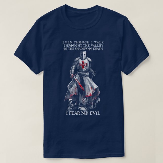 Crusader Knight Templar Kor även om jag går t T Shirt (Design framsida)