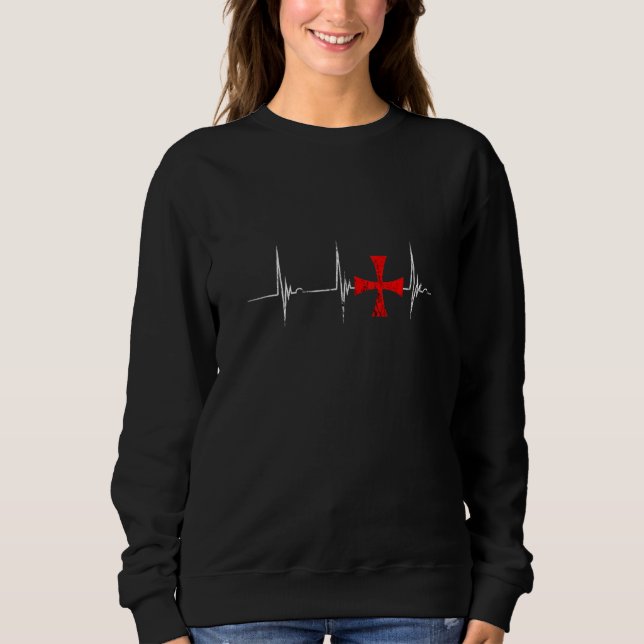 Crusader Knight Templar Kor Heartslag Ekg Pulse T Shirt (Framsida)