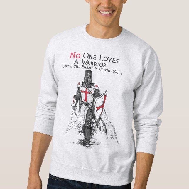 Crusader Kor Knight Templar Warrior Gud Lång Ärmad Tröja (Framsida)