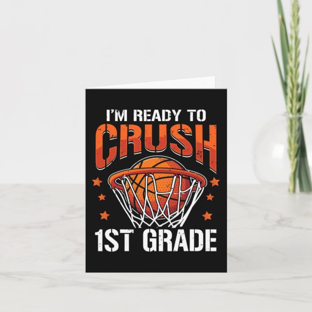 Crush 1st Klass Basketball Back to school Boys Kid Kort (Framsida)