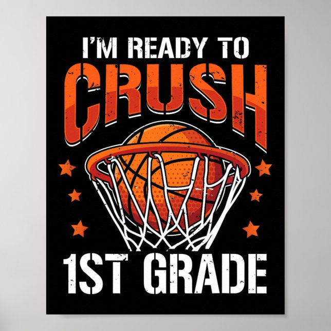 Crush 1st Klass Basketball Back to school Boys Kid Poster (Framsidan)
