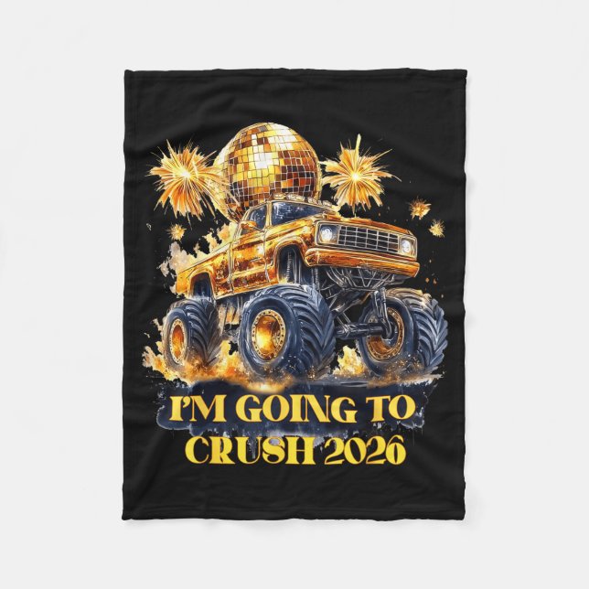 Crush 2026 Monster Truck New Year Party Countdown  Fleecefilt (Framsidan)