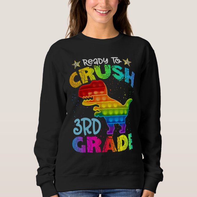 Crush 3rd Grade Dinosaur Pop It Fidget Back To Sch T Shirt (Framsida)
