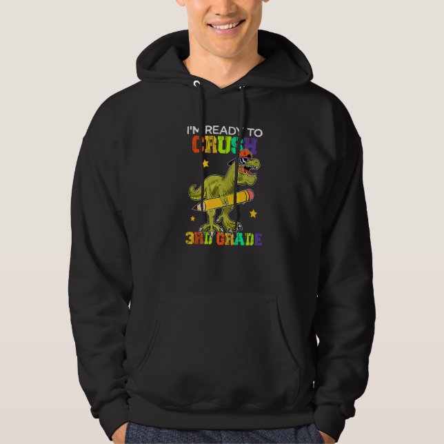 Crush 3rd Klass Dinosaur Sunglasses Back to school Hoodie (Framsida)