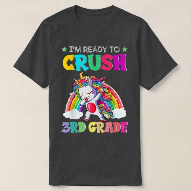 Crush 3rd Klass Unicorn Dabbing Back to school Gir T Shirt (Design framsida)