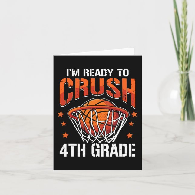 Crush 4th Klass Basketball Back to school Boys Kid Kort (Framsida)