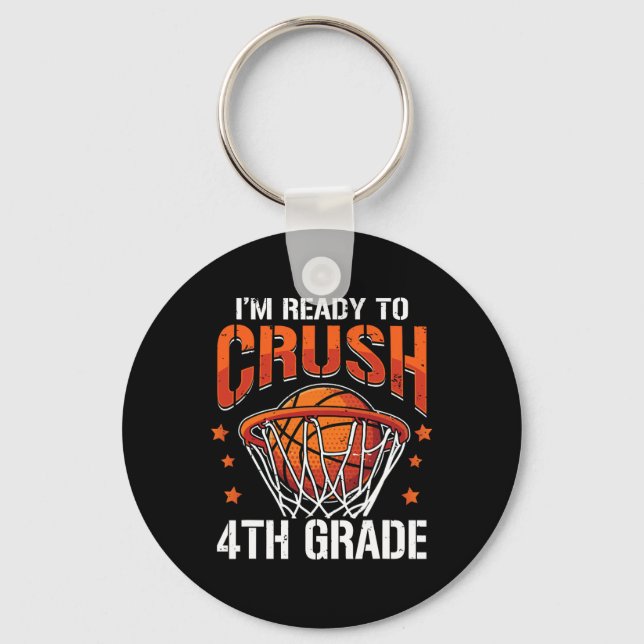 Crush 4th Klass Basketball Back to school Boys Kid Nyckelring (Framsida)