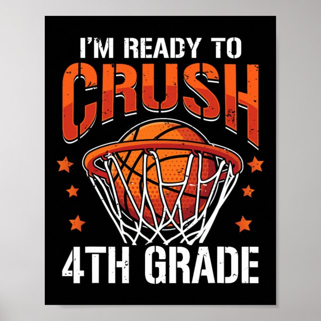 Crush 4th Klass Basketball Back to school Boys Kid Poster (Framsidan)