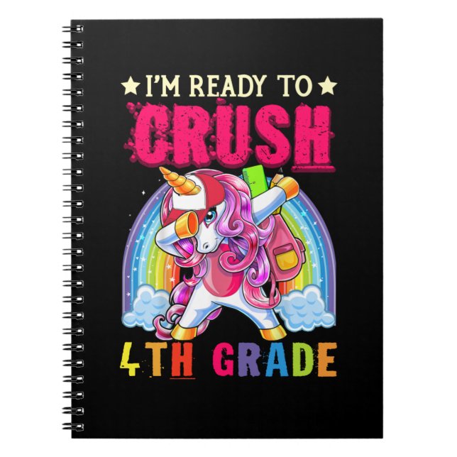 Crush 4th Klass Dabbing Unicorn Back to school Gir Anteckningsbok (Framsidan)