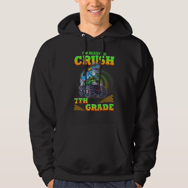 Crush 7th Grade Dinosaur Back To School For Teache Hoodie (Framsida)