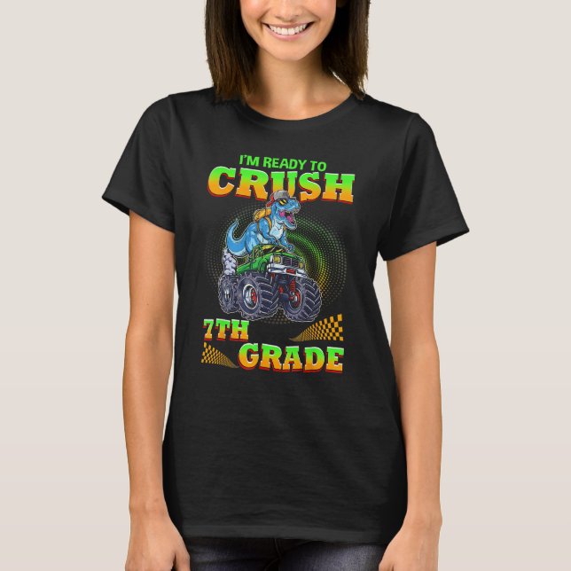 Crush 7th Grade Dinosaur Back To School For Teache T Shirt (Framsida)