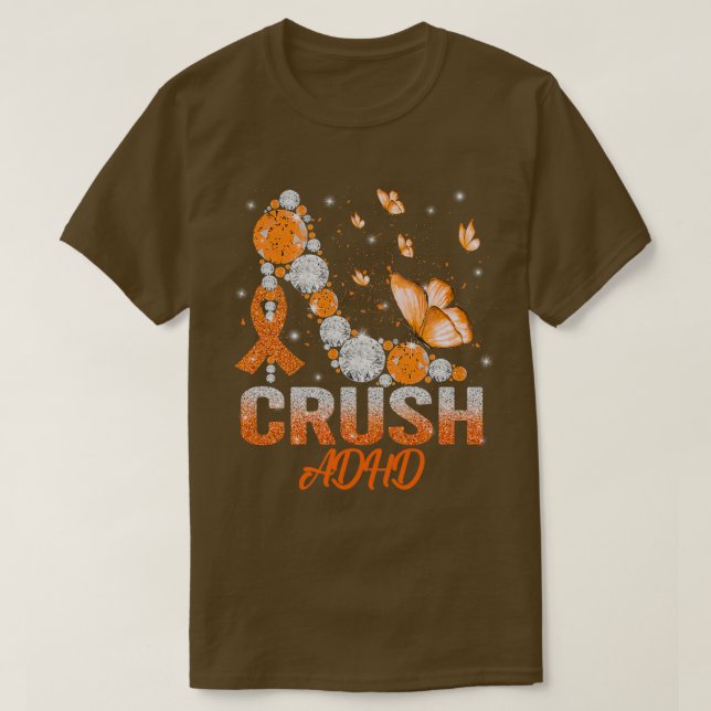 Crush ADHD Awareness Högklackars Support ADHD Warr T Shirt (Design framsida)
