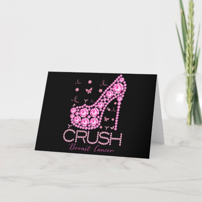 Crush Breast Cancer Awareness Bling Pink Ribbon Kort (Framsida)