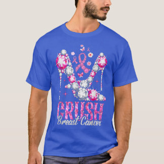 Crush Breast Cancer Awareness Bling Pink Ribbon  T Shirt