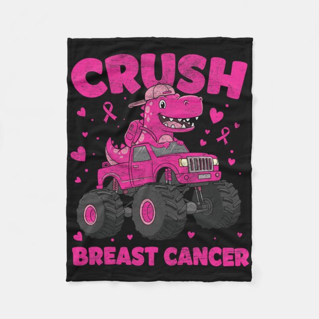 Crush Breast Cancer Awareness Monster Lastbil Todd Fleecefilt (Framsidan)