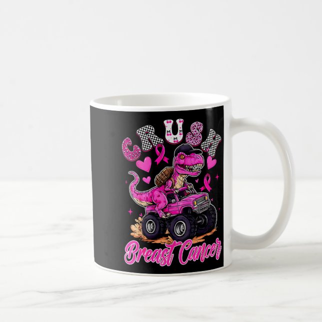 Crush Breast Cancer Dinosaur T Rex Monster Truck B Kaffemugg (Höger)