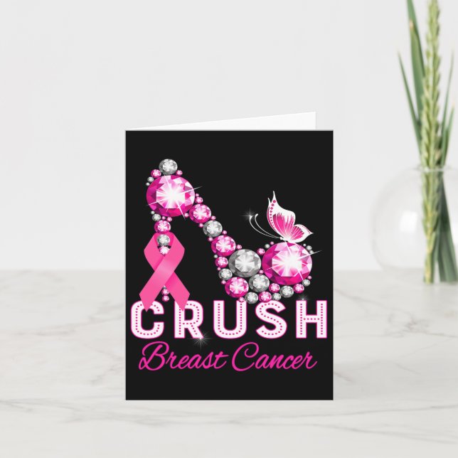 Crush Breast Cancer Warrior Support Breast Cancer Kort (Framsida)